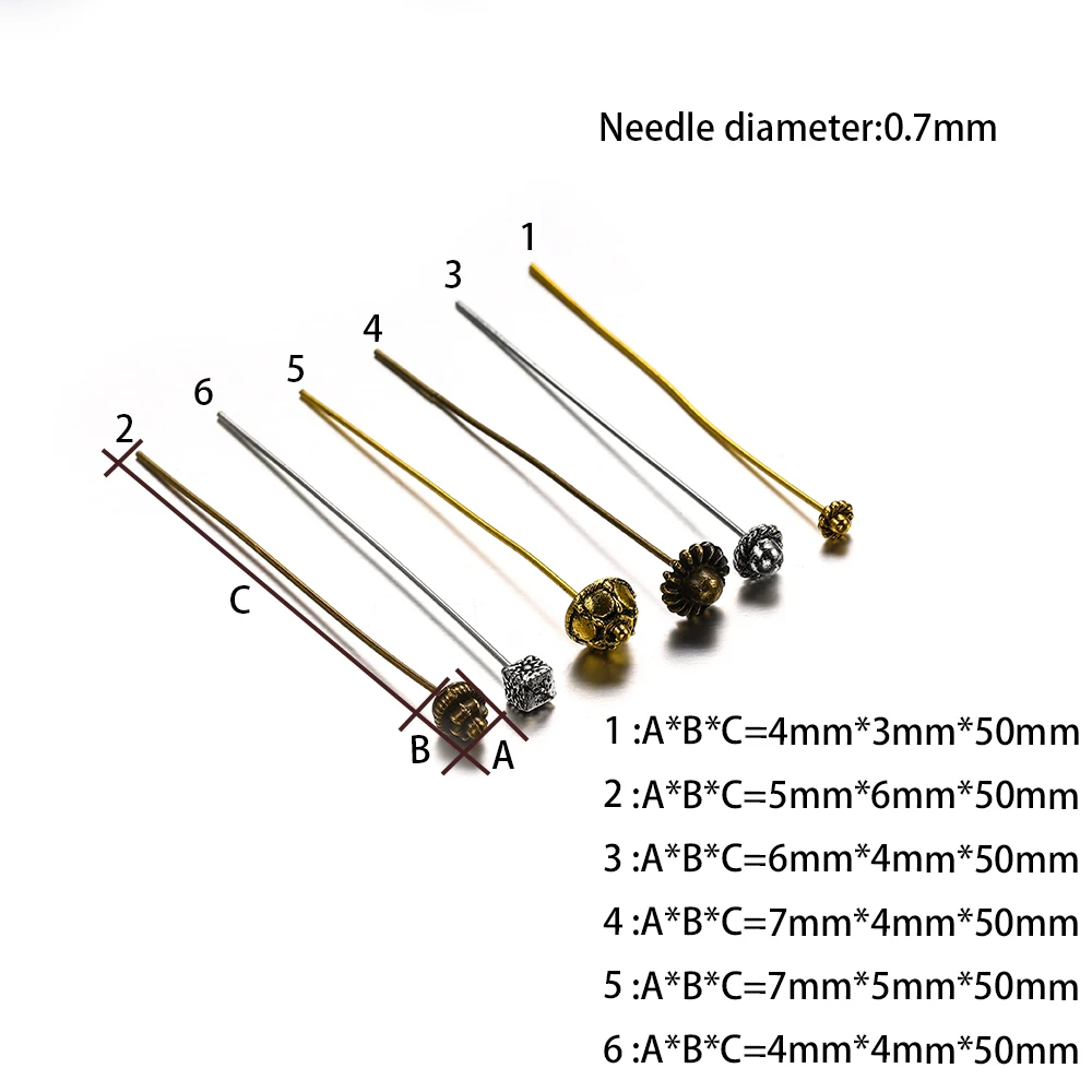 20 шт./уп. 50 мм головка шариковых шпилек, металлические цветочные бусины, соединитель для изготовления украшений из серег своими руками, аксессуары для ювелирных изделий на.