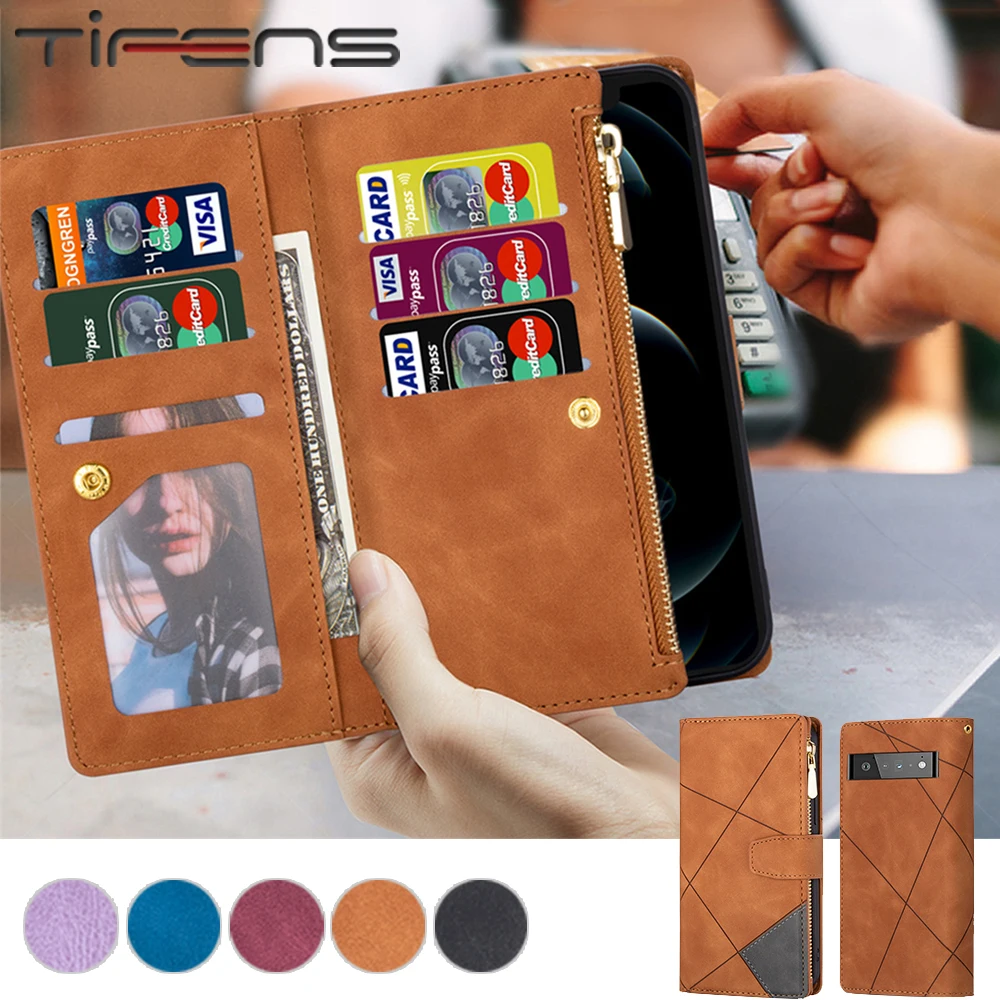 

Leather Phone Bags Case For Google Pixel 6 Pro 6pro Wallet Card Slots Shockproof Protection Magnetic Stand Cover Telefoon Hoesje