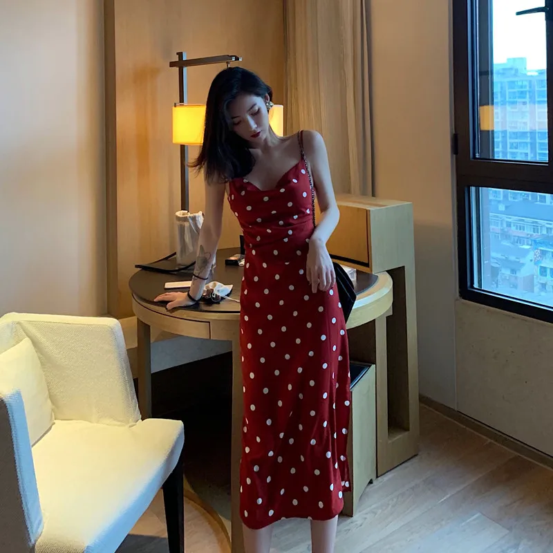 

Beach Boho Party Sexy Vestido Furits New Casual Long Dot Summer Dress Women Strap