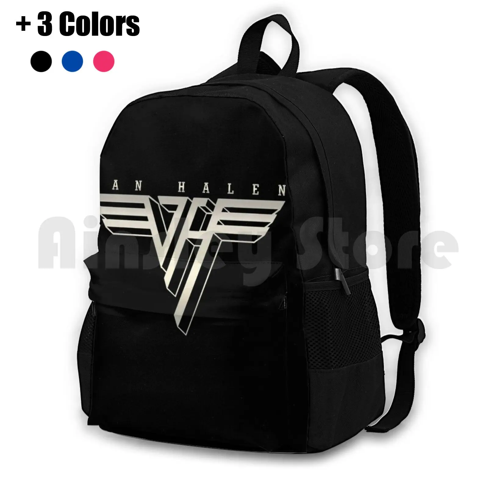 

Grey Van Potrait Outdoor Hiking Backpack Waterproof Camping Travel Album Cool Halen Guy Good Eddie Man Music Heavy Tour Xmas