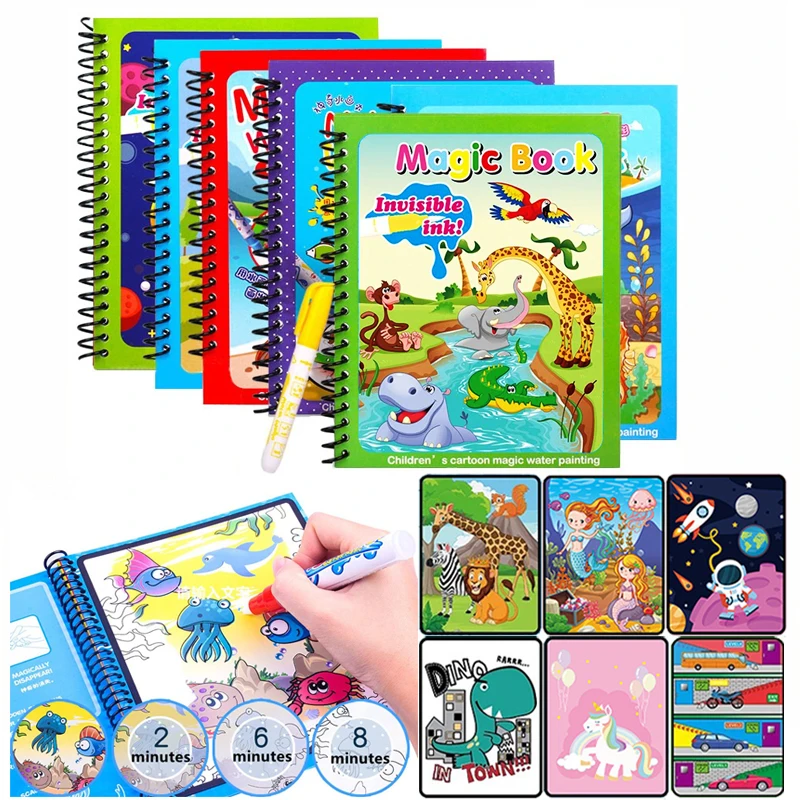 Animal Zoo Princess Magic Water Drawing Book Colorling Mermaid Cartoon Doodle Pen Board Toys Kids Children Gifts | Игрушки и хобби