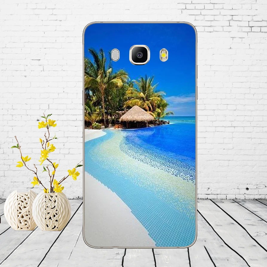 Летний пляж на закате на море пальмы чехол с елкой Крышка для samsung Galaxy a3 a5 A6 A8 j3 j5 j7
