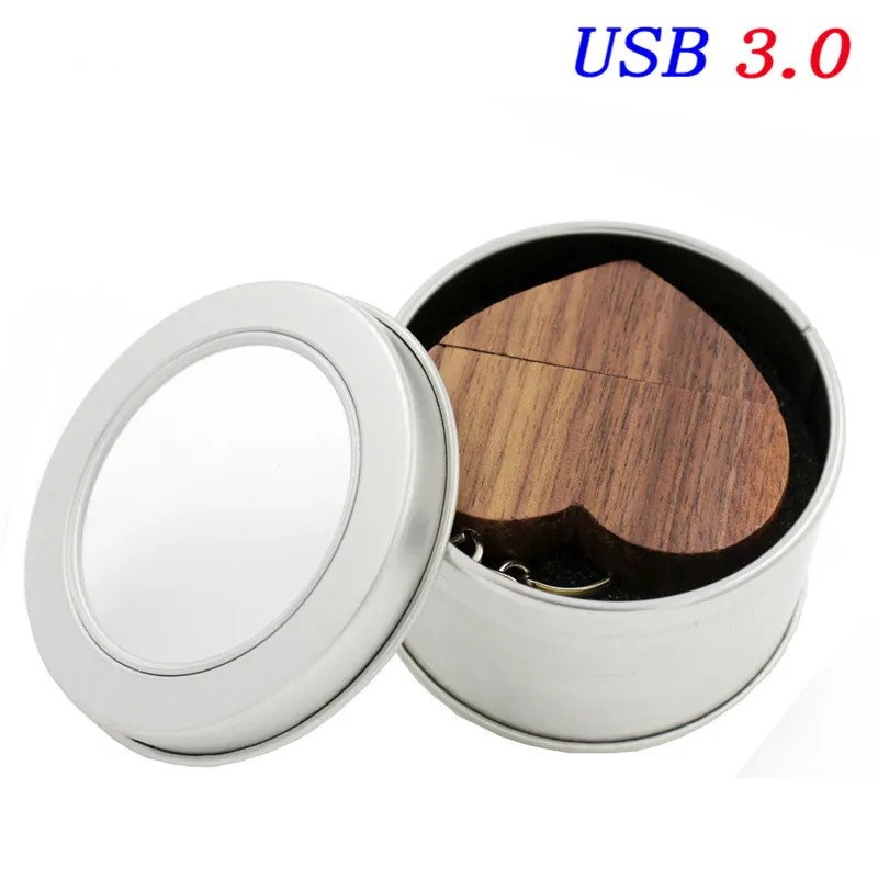 WalnutUSB with BOX JASTER(5 шт., Пользовательский логотип) USB 3,0 грецкий орех сердце USB+ коробка флэш-накопитель 64 ГБ 32 ГБ 16 ГБ 4 ГБ U диск фотография свадебный подарок - Цвет: WalnutUSB with BOX