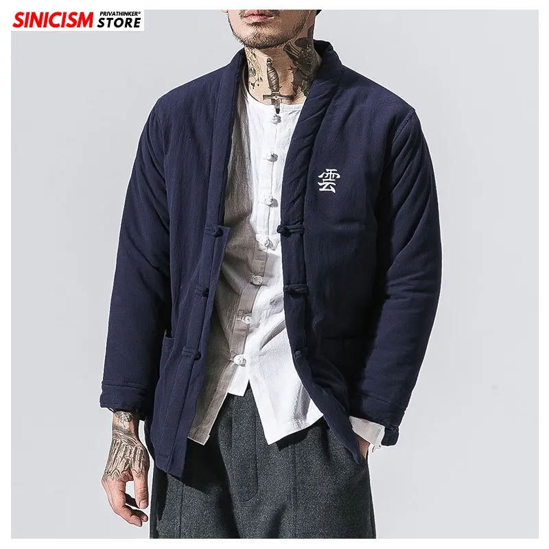 Sinicism Store Мужской сплошной Канат с поясом, хлопковая куртка, осенняя утолщенная тонкая куртка, Мужская Уличная винтажная куртка 5XL