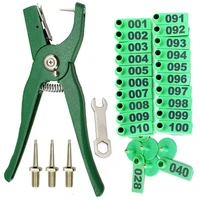 livestock animal ear tag pliers with number 001 100 ear tags and 3 pins for installing cattle sheep pigs ear tags