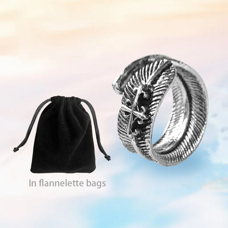 Кольцо с перьями в стиле ретро для мужчин и женщин регулируемый размер