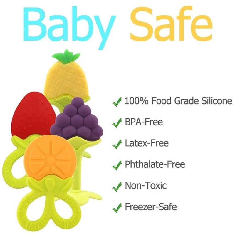

4 Pcs Baby Silicone Teething Toy Soft Sensory BPA Free Silicone Teethers Toy