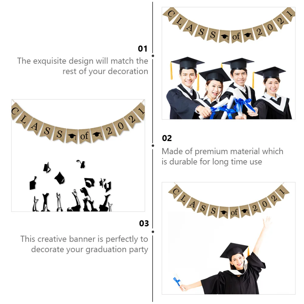 

1 Pc Party Hanging Decoration Bunting Banner Linen Graduation Party Banner