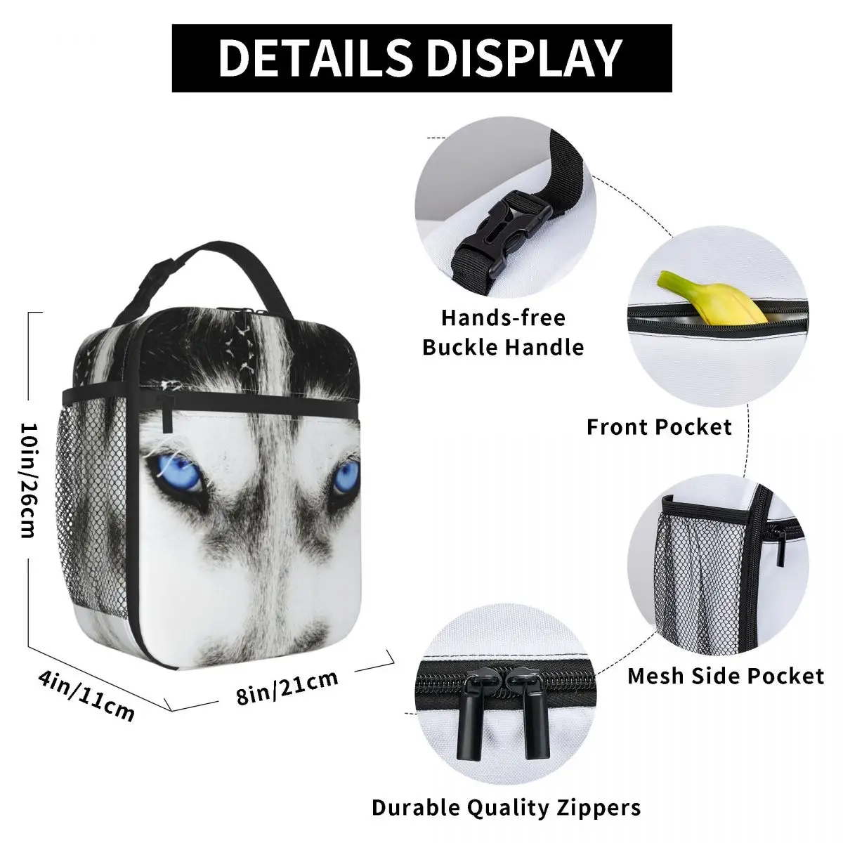 

Wolf's Eyes Lunch Bag for Women Men Large Insulated Lunch Box with Water Bottle Holder and Pockets