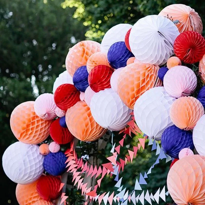 4/6/8/10/12 Inch Chinese Paper Lantern Paper Pom Poms Honeycomb Balls Birthday Wedding Decor Gift Craft DIY Baby shower Supplies
