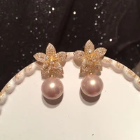 fashion rhinestone earrings for women luxurious zircon stud earrings korean delicate jewelry female trendy long ear studs gifts