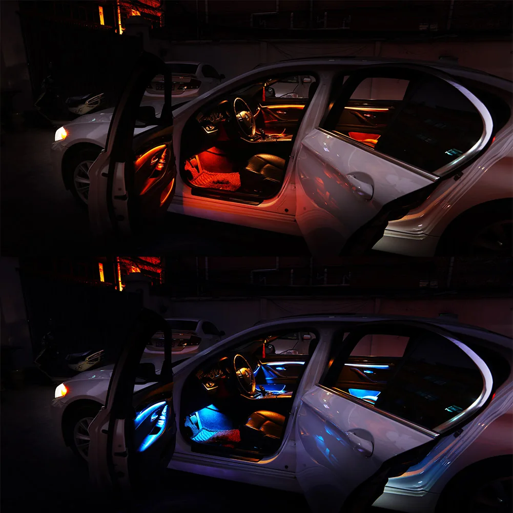 

For BMW F10 F11 5 Series Dual Color Car Interior Led Ambient Door Light Stripes Atmosphere Lamp Blue & Orange
