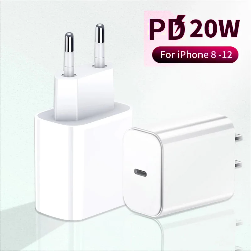 Быстрое зарядное устройство 20 Вт для iPhone 12 Pro Max 11 Mini XR XS X 8 Plus PD Зарядное USB C адаптер