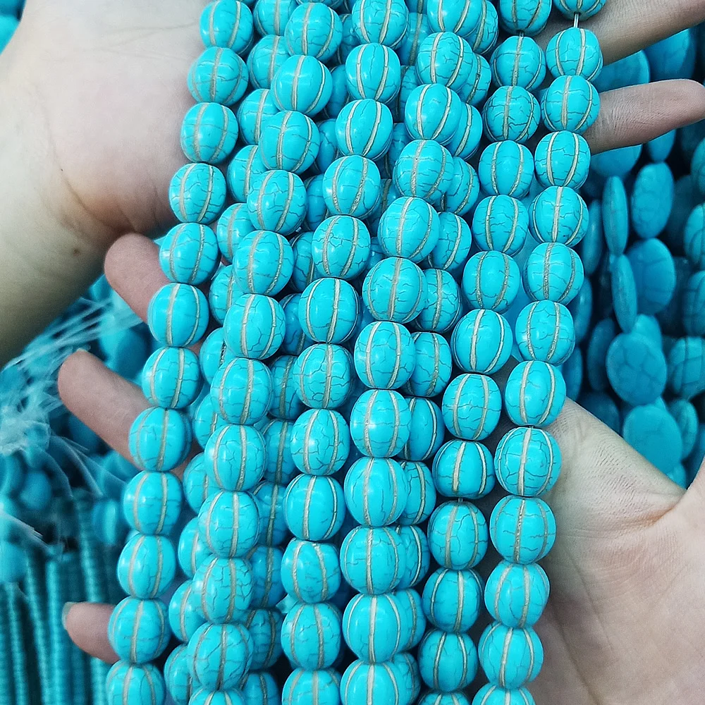 

Natural blue stone watermelon-shaped beads10-14m semi-precious stones loose beads loose beads DIY bracelet accessories 39cm