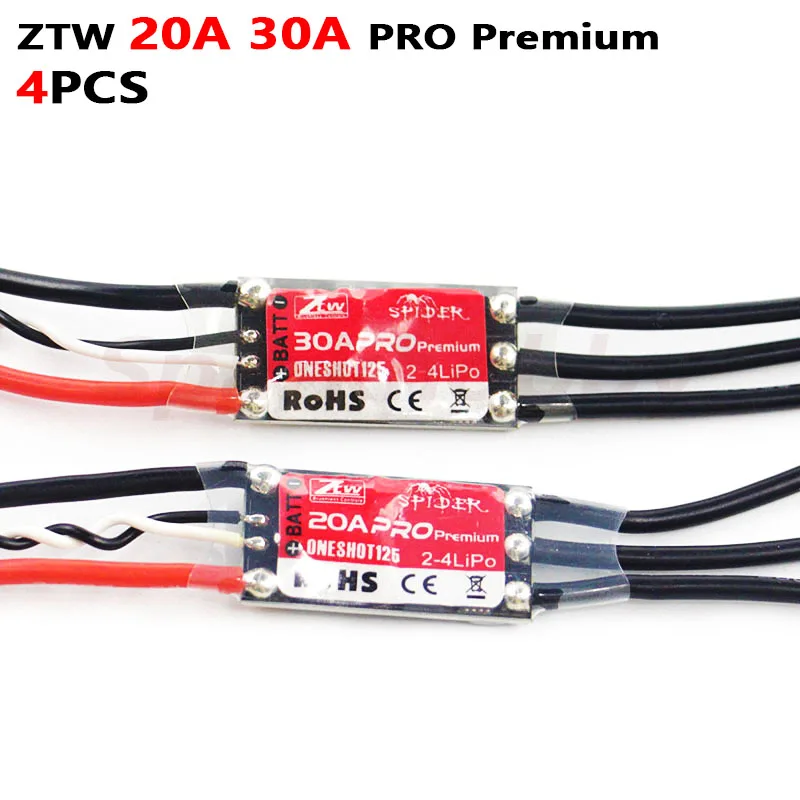 4 шт. ZTW Spider PRO Premium 20A 30A 2 6S/2 4S LiPo ESC контроль скорости Oneshot Beheli для радиоуправляемых