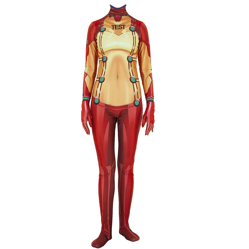 Аниме Asuka Langley Soryu Комбинезоны для косплея костюм унисекс цельный костюм Zentai боди