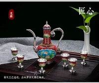 china silver city ag999 silver products wine set cloisonne goblet wine set free shipping