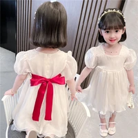 new childrens princess dresses girls evening yarn dress kids puff sleeve dresses 2 6 years