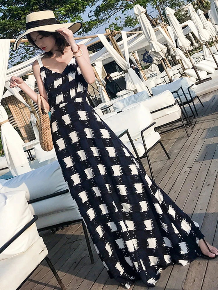 Длинное летнее платье женское пляжное в стиле бохо сексуальное макси на