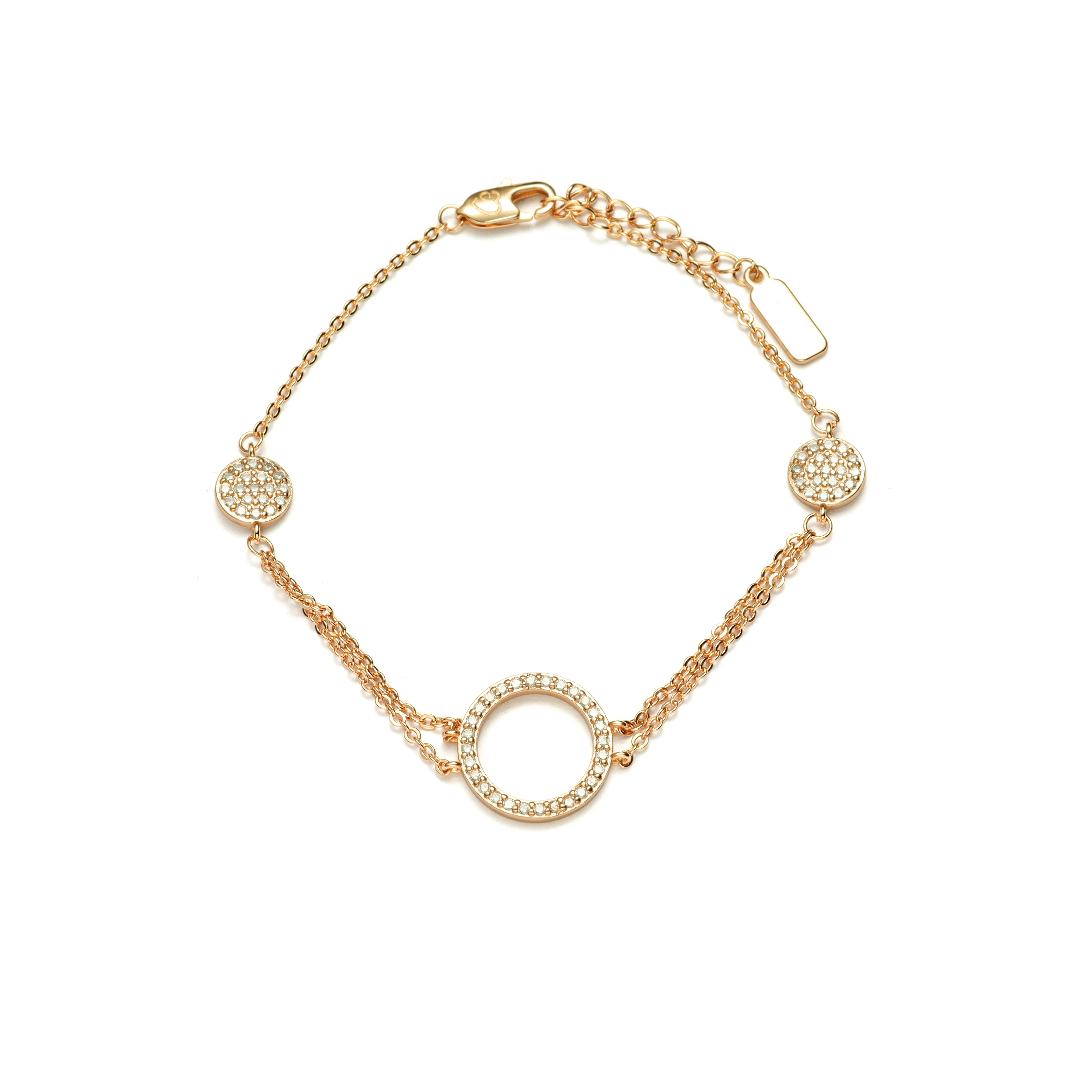 

Двойной цепь счастливое кольцо инкрустация Цирконом браслет