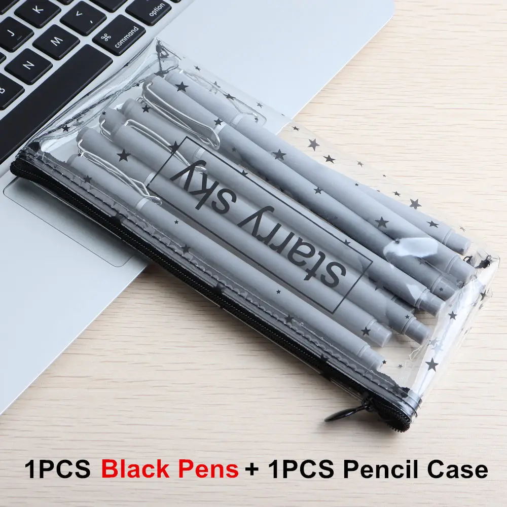 1Set Black A 10 шт./компл. гелевая ручка и карандаш чехол творческая ручка канцелярские принадлежности каваи гелевая ручка школьные канцелярские поставщиков детская ручка подарок - Цвет: 1Set Black A