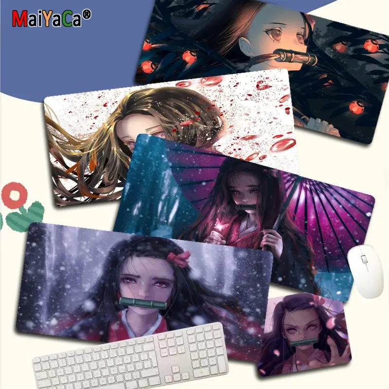 

MaiYaCa рассекающий демонов Nezuko Kamado большой размер s DIY пользовательский коврик для мыши Размер для игроков CSGO настольный компьютер ноутбук