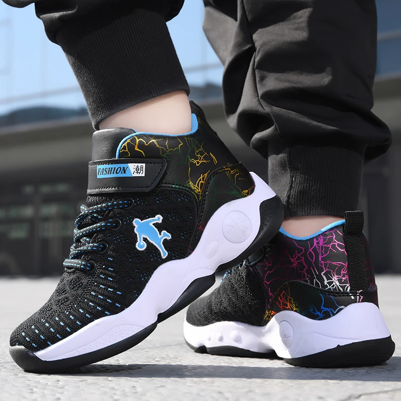 

New Boys Brand Basketball Shoes High Quality Soft Non-slip Kids Sneakers Breathable Boys Children Sport Shoes Boy Trainer Basket