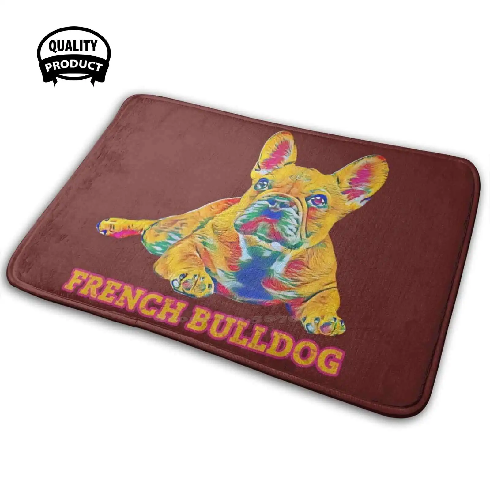 Мягкий интересный комнатный коврик с изображением французского бульдога папы
