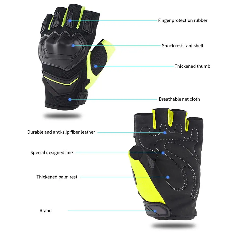 

1 Pair Motorcycle Motorbike Riding Half Finger Anti-shock Protection Gloves