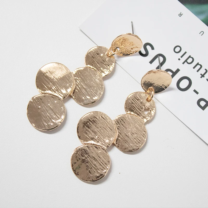 Длинные модные серьги ювелирные изделия геометрические диски для женщин Висячие