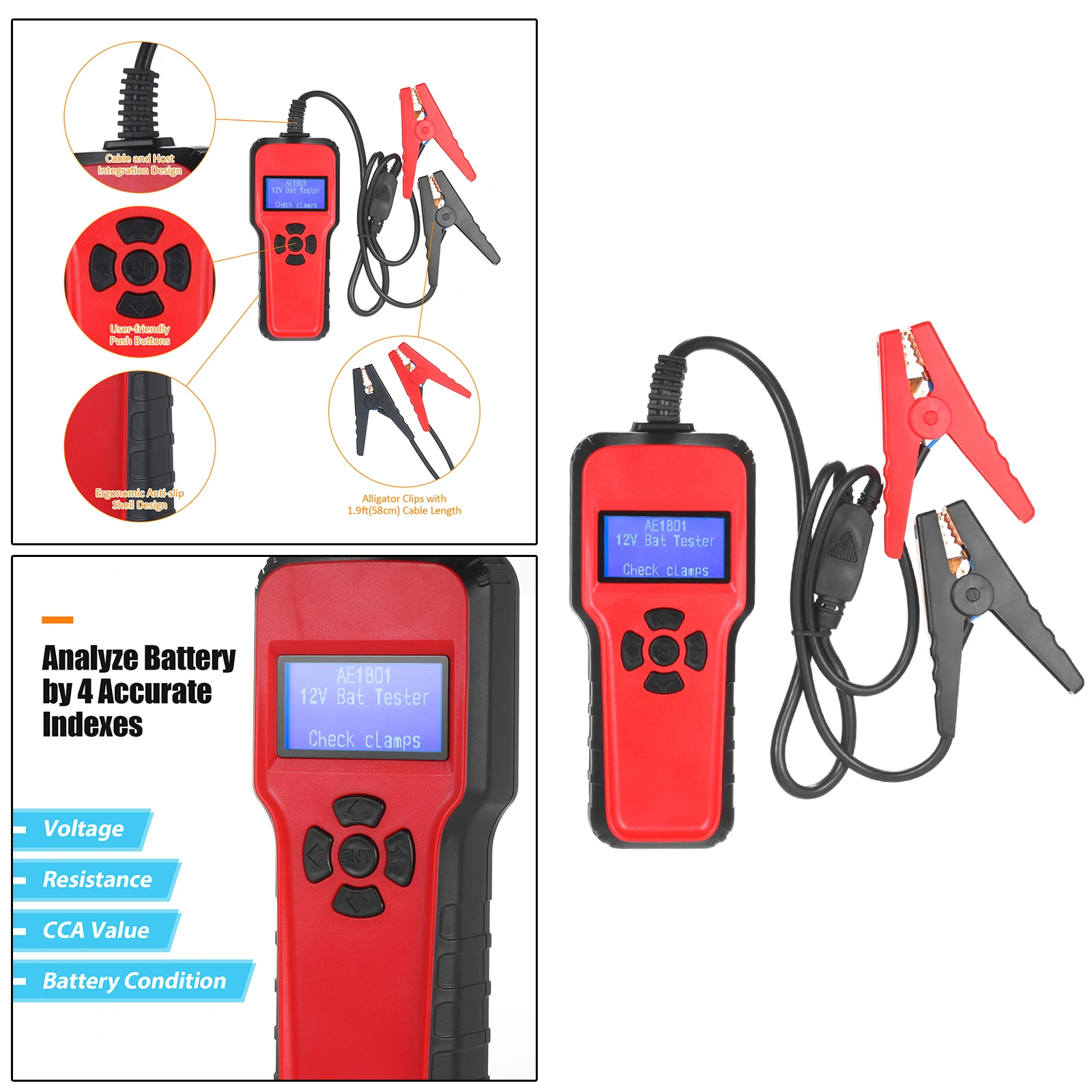 

Automotive Battery Tester Battery Analyzer CCA Diagnostic Tool 12V Vehicles