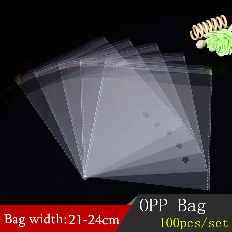 

21-24cm Width Clear Self-adhesive Sealing Plastic Bags Gift Jewelry Packaging Bag Candy Packing Resealable Cookie 100p Opp Bags