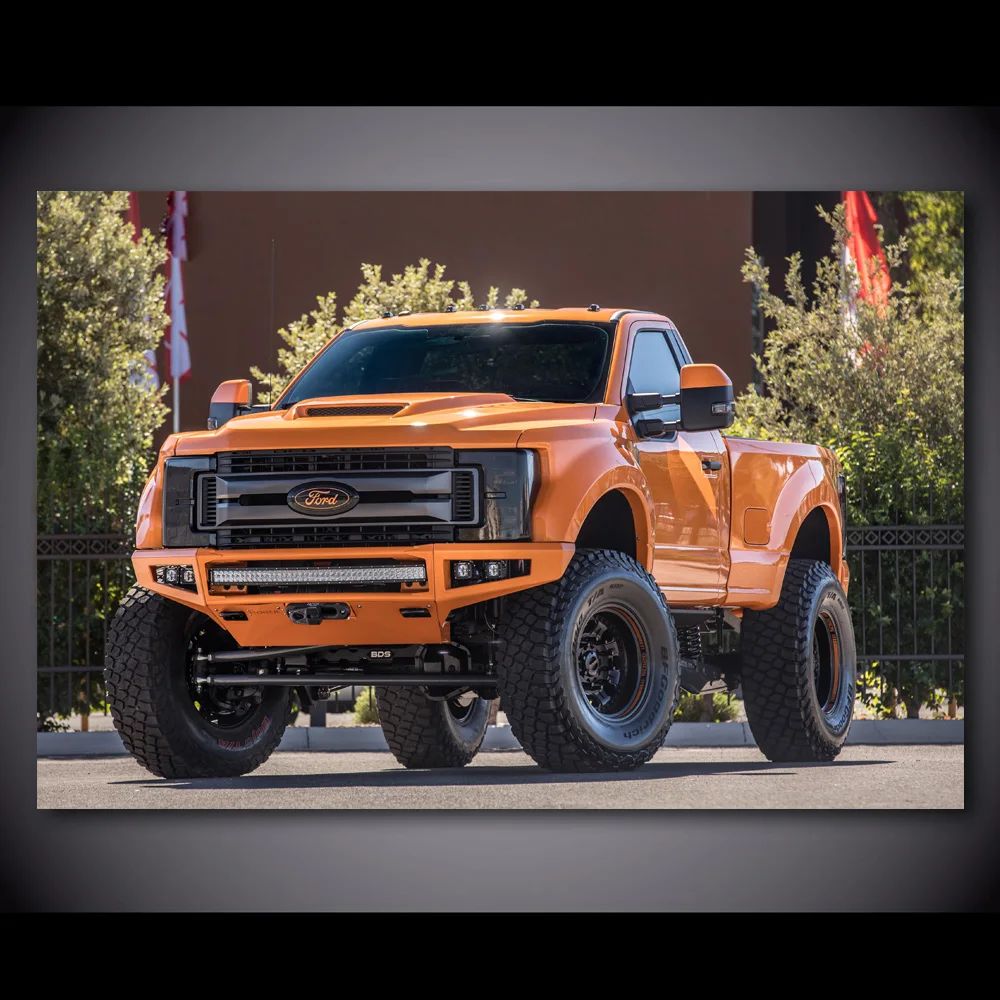 

Картина на холсте Fords BDS F 250, сверхмощный пикап, оранжевые автомобильные плакаты и принты, искусство искусства автомобиля для комнаты, домашн...