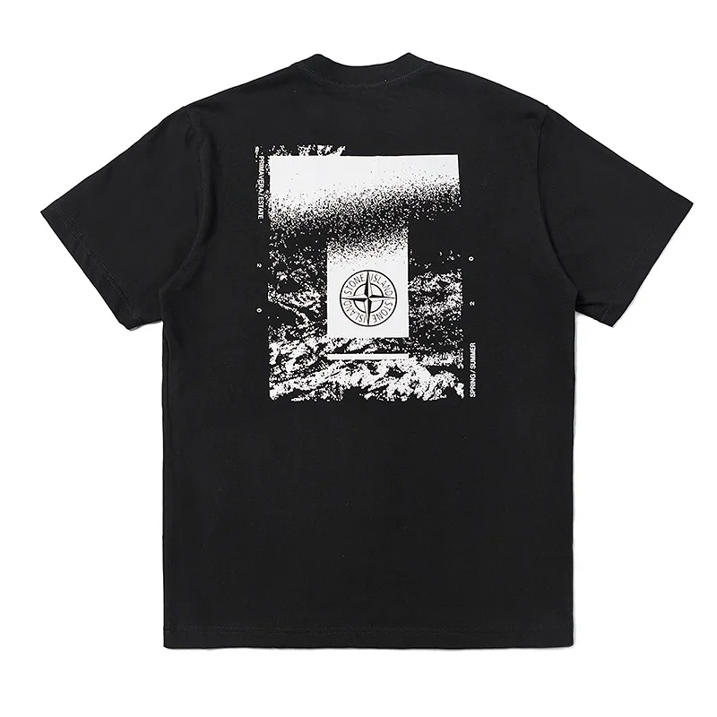 

STONE ISLAND Loose Round Neck Short-sleeved Leisure Snow Mountain Compass Printed T-shirt Men and Women with the Same Style Tee