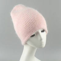 2021 new skullies beanies bling sequins rabbit fur knitted hat soft warm winter hats for women gorros female cap