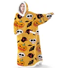 Новинка 2021, повседневный длинный свитер с капюшоном и принтом в виде тыквы на Хэллоуин и Рождество