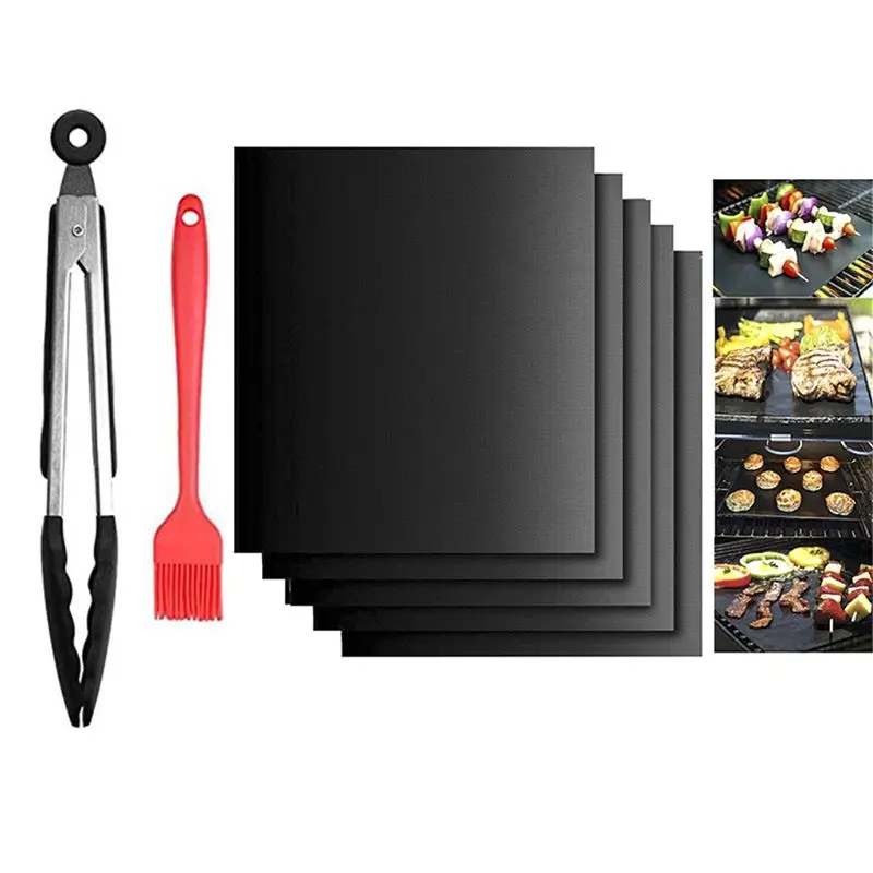 BBQ grill mats Барбекю Гриль коврик набор из 5, антипригарный барбекю гриль и выпечки коврики для выпечки - Цвет: BBQ grill mats