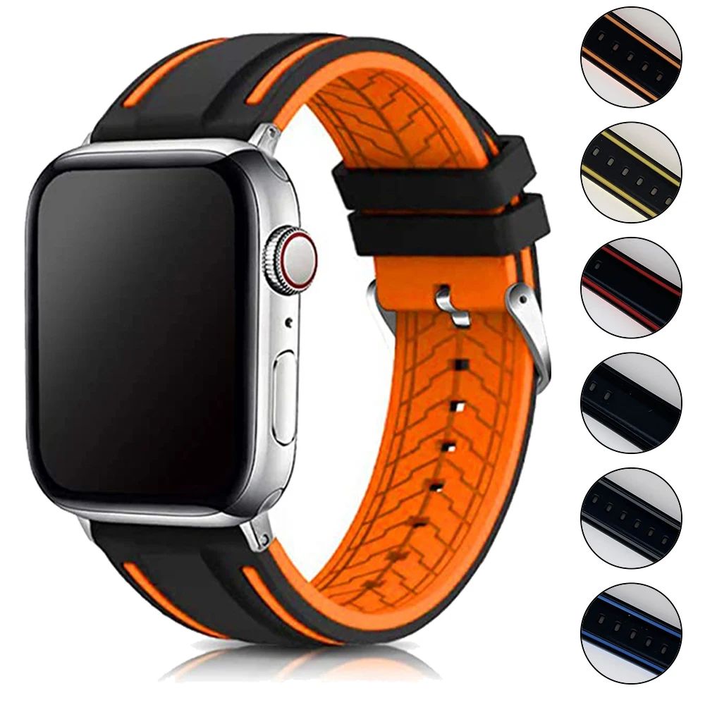 

Soft Silicone Watchband for Apple Watch Strap 44mm 40mm 38mm 42mm 41/45mm Sport Band IWatch Serie 5 4 3 2 SE 6 7 Rubber Bracelet