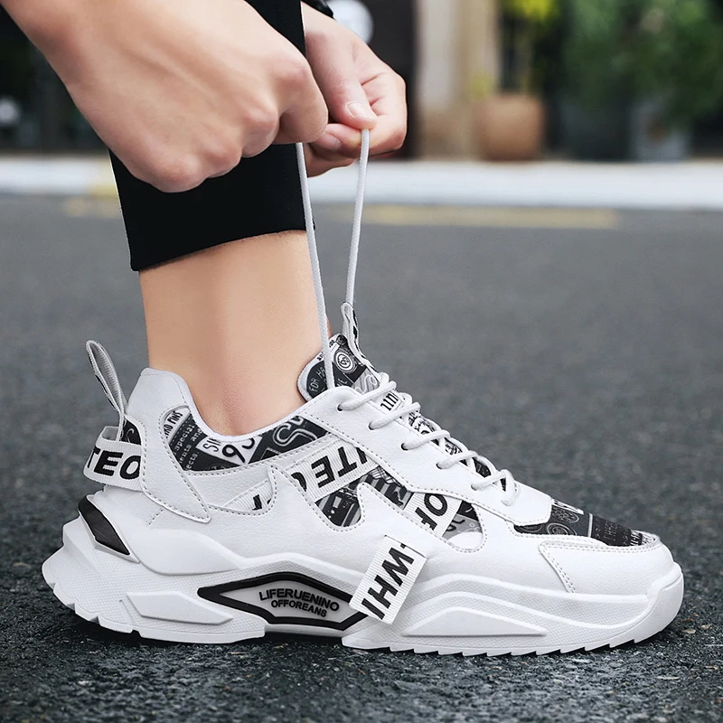 

Chunky Sneakers Fashion Sneakers Men Non-slip Walking Shoes Mesh Male Sneakers Breathable Men Vulcanize Shoes Canvas Shoes