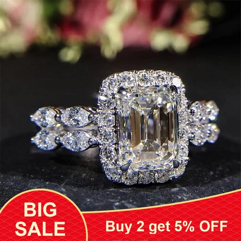 

Sparkling Promise ring 925 Sterling silver T AAAAA Cubic Zirconia Statement Party Wedding Band Rings for women Bridal Jewelry