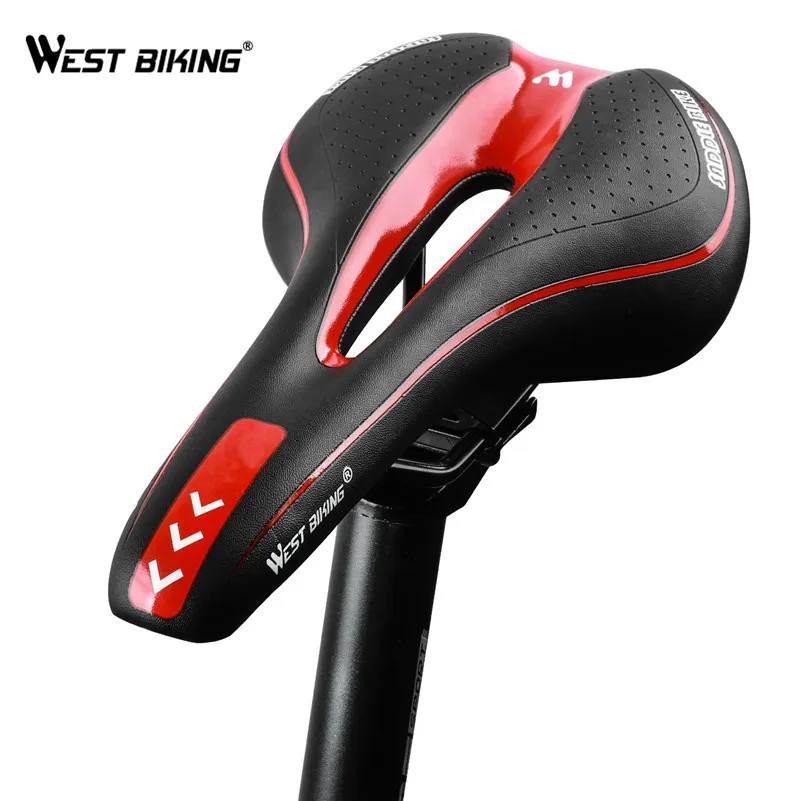 

WEST BIKING Soft Bike Bicycle Saddle PU Leather Comfortable Road Mountain Bike Seat Silica Gel Cushion Shockproof Front Seat Mat