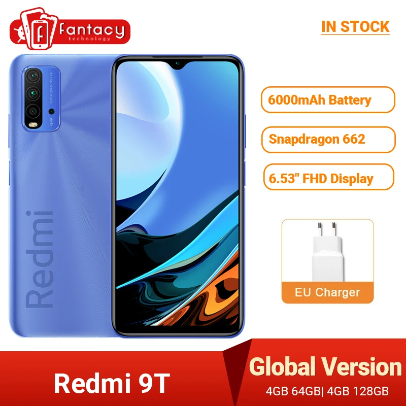Глобальная версия Xiaomi Redmi 9 T Смартфон Snapdragon 662 Octa Core без NFC 6 53 &quotдисплей 48MP камера