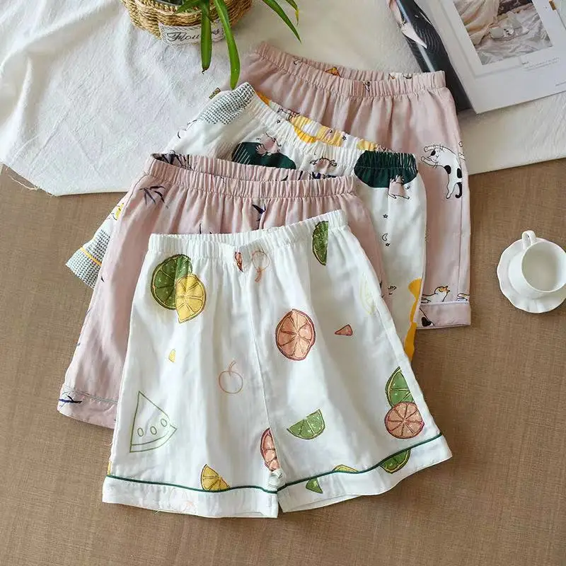 

Women Cotton Soft Shorts Double Gauze Home Pajama Pants Sleep Bottoms Summer Casual Beach Pants Sleep Wear Lounge Pajama Shorts