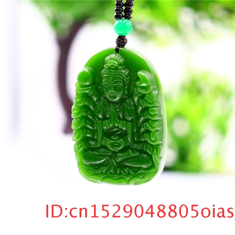 Зеленый нефрит Guanyin кулон ожерелье для женщин резной Мода очаровательные