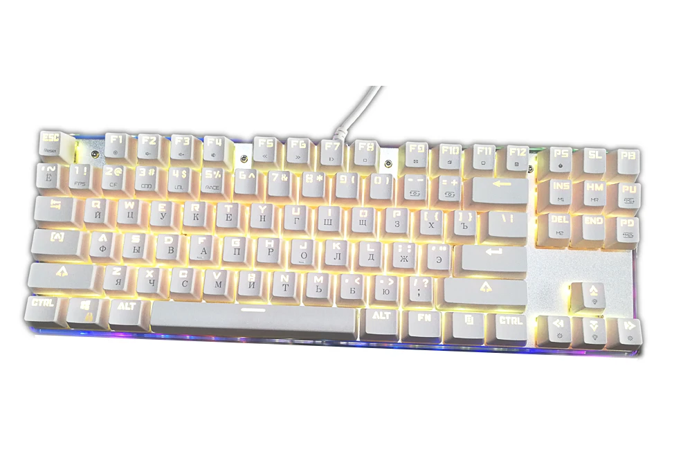 Original Подлинная Motospeed K87S Игровая механическая клавиатура 87 клавиш Красный / Синий переключатель RGB Подсветка LED Антибликовая USB Проводная английская / русская клавиатура для геймеров