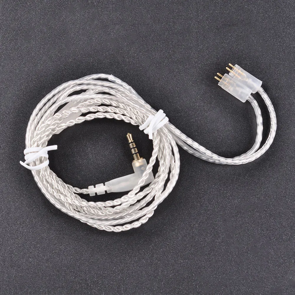 Плотным верхним ворсом KZ ZS3 ZS4 ZS5 ZS6 кабель 2pin 0,75 мм обновлен с серебряным покрытием кабель наушников обновления кабель для наушников Наушники KZ ZS4 ZSA ED16