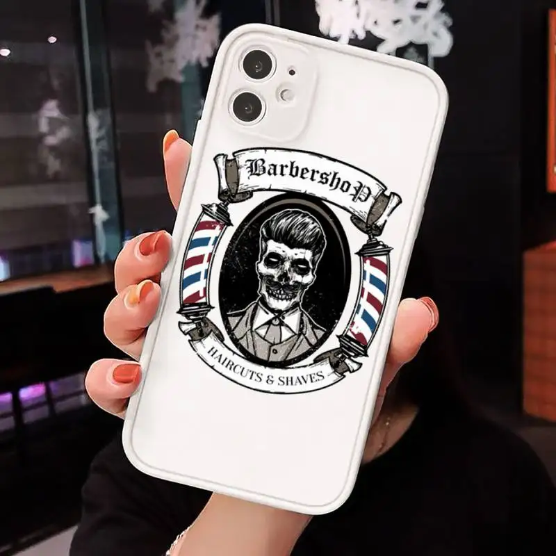 

funny letter barber shop Hair luxury shell Phone Cases matte transparent For iphone 7 8 11 12 plus mini x xs xr pro max cover