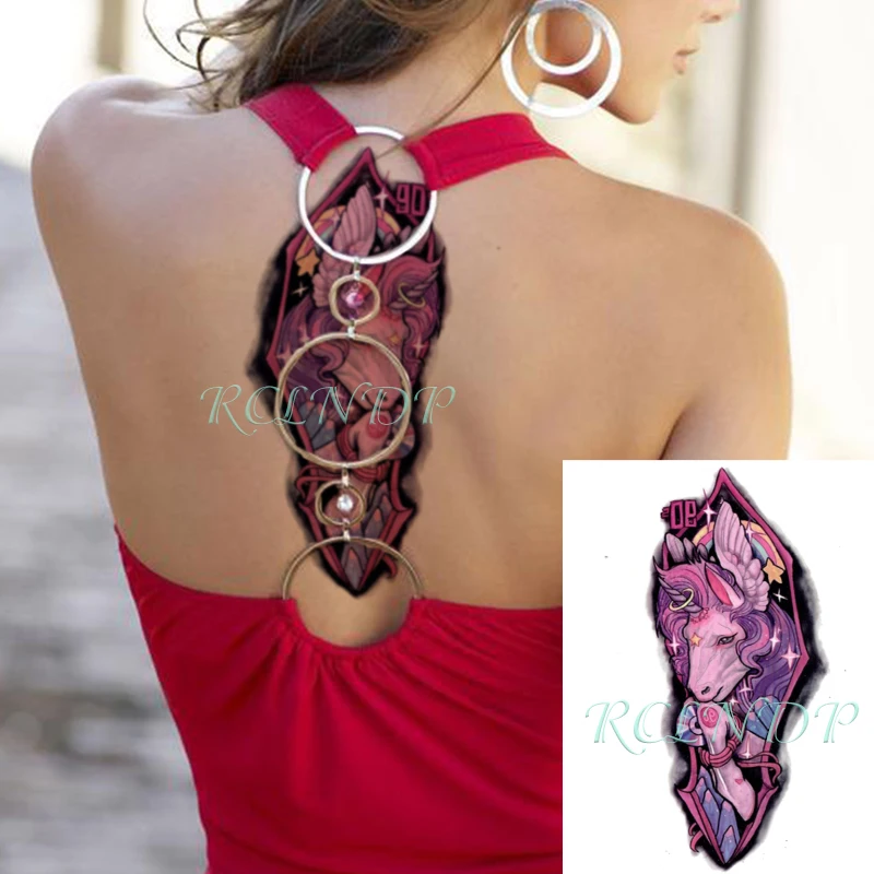 

Waterproof Temporary Tattoo Sticker Colorful Pegasus Creative Personality Fake Tatto Flash Tatoo big size tattoos for Women Men