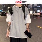 Футболка LAPPSTER Мужская в стиле Харадзюку, дизайнерская Повседневная рубашка в стиле хип-хоп, винтажная хлопковая уличная одежда в стиле Kpop, лето 2021