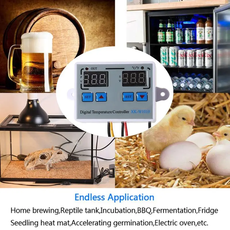 

Digital Fahrenheit and Centigrade Thermostat 10A Output Temperature Controller